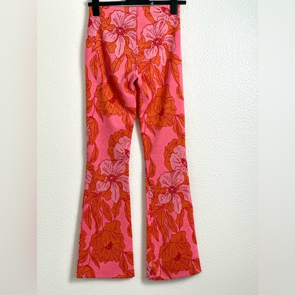 Zara High Waist Elastic Pink and Orange Floral Pants Size Small - Picture 2 of 10